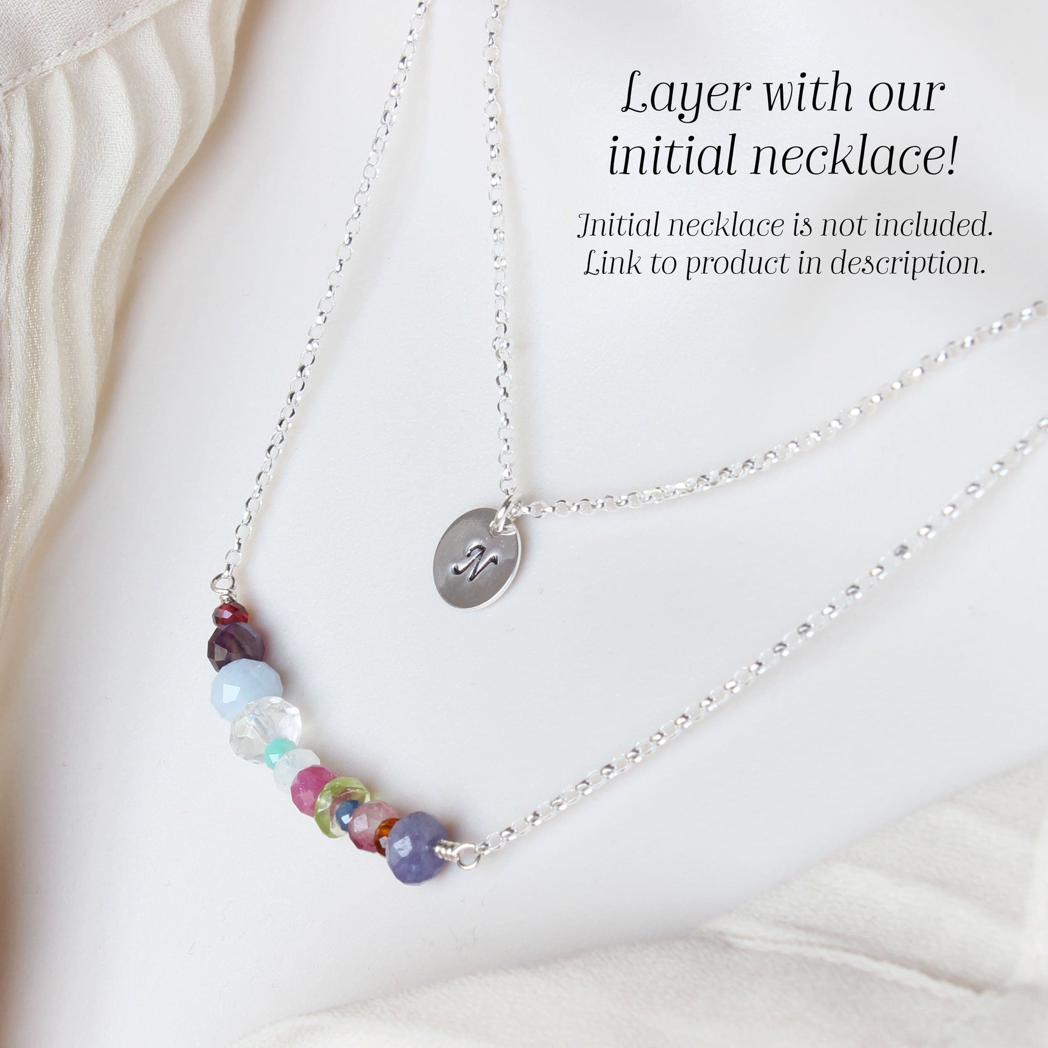Gift for Mom Sister Grandma Family Birthstone Gemstone Bar Necklace Starring You Jewelry