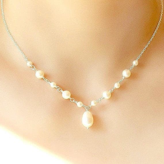 Pearl Necklace, Swarovski Pearl Bridesmaid shops Jewelry, Colorful Fall Necklace, Mothers Day Gift, Multi Color Jewelry,Gold Wire Wrapped Necklace